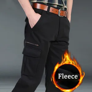 Брюки-карго мужские флисовые, брендовые толстые теплые длинные брюки в стиле милитари, размера плюс тактические штаны, Осень-зима