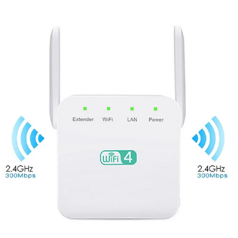 

New 2.4G WiFi Repeater Wireless 300Mbps Extender Amplifier wi fi Router Double Antennas Signal Booster Long Range Access Point