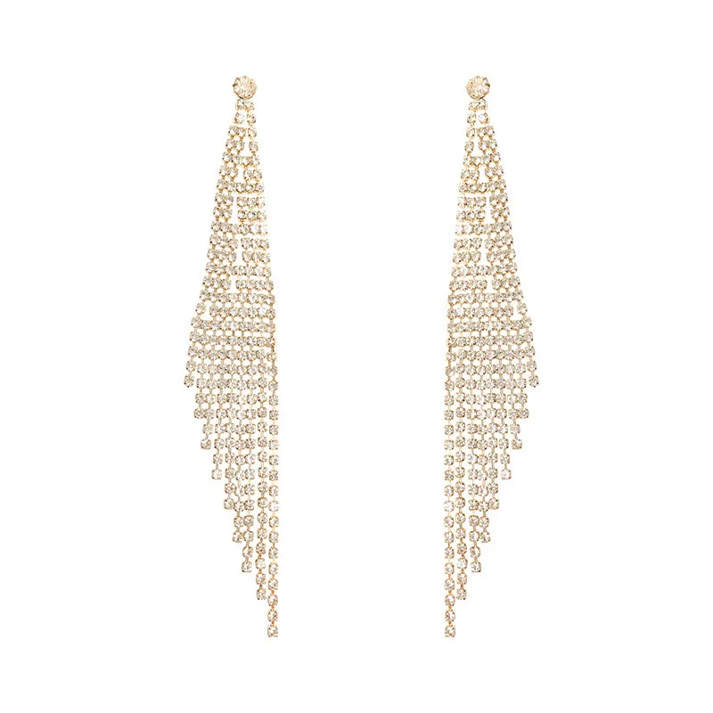 

Crystal Earrings For Women Exaggerated Long Chain Tassel Earings Banquet Statement Earring Kolczyki Pendientes Oorbellen Jewelry