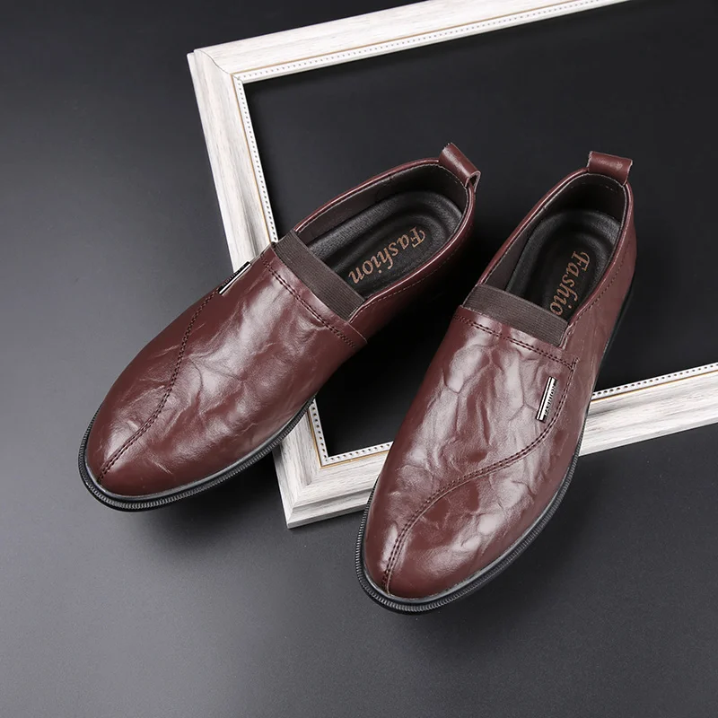 Мужские деловые туфли черные повседневные кожаные большой размер 45 весна-осень