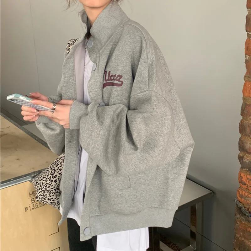 

Baseball Uniform Jacket Loose And Versatile Women's Sweatshirts 2021 New Autumn Women's Casual Top