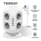 Сетевой фильтр Tower Multi с вертикальной вилкой европейского стандарта, 8 розеток С 4 USB-портами, защита от перенапряжения, защита от перегрева, удлинитель 2 м