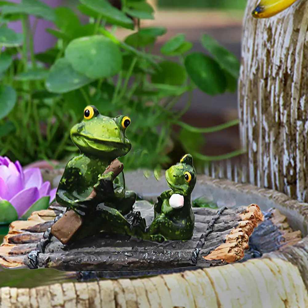 

HOT SALE Frogs Garden Statues Frogs Sitting Frog Statue On Stone Sculptures Garden Yard Frogs Landscaping Ornaments Decoration