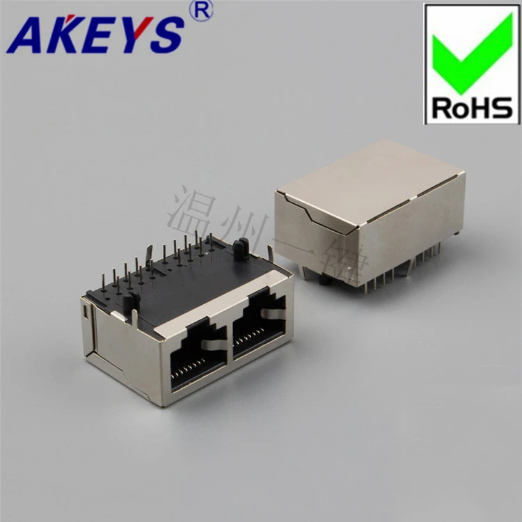 

10pcs 5903 + LED-10P8C-rear foot network socket 90-degree crystal head seat horizontal RJ45 socket