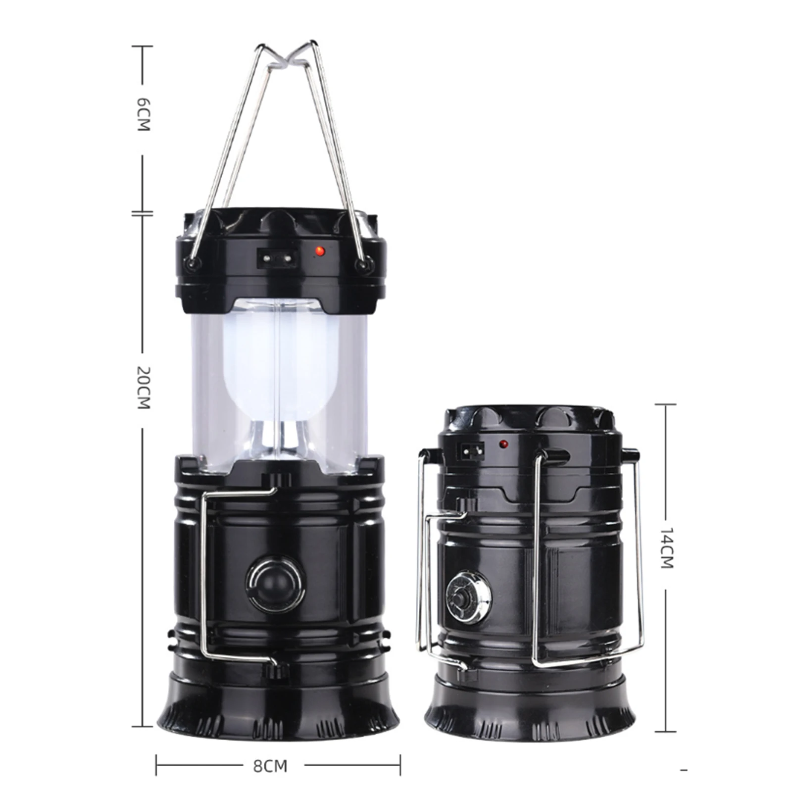 

2-In-1 Camping Lantern solar rechargeable Power Poweful Portable Outdoor Tent Light Lamp LED Flame Lantern Flashlights USB Power