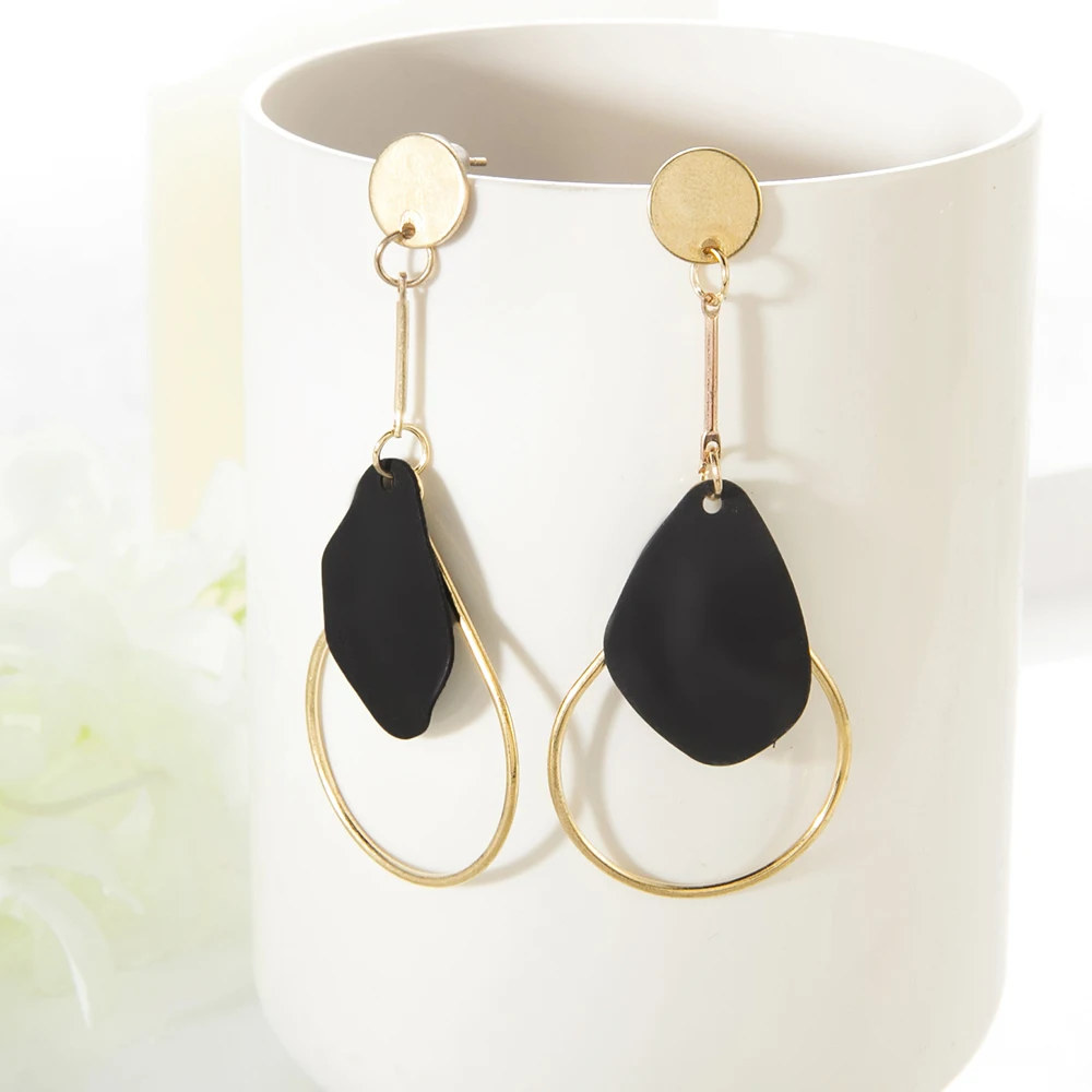 Женские серьги подвески с золотым покрытием в форме капли простые Стильные