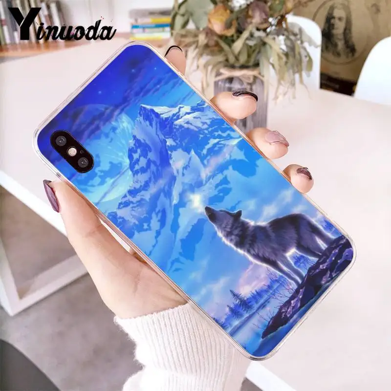 

Yinuoda Cute Wolf Painted Phone Case fundas coque for iPhone 12 8 7 6 X XS MAX 6S Plus XR 11 12 11pro promax 5 5S SE cover