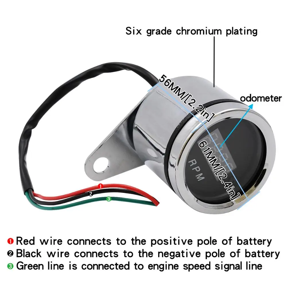 Светодиодный Тахометр для мотоцикла 12 В ретро цифровой дисплей один тахометр