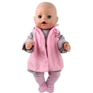 Новая розовая стандартная одежда подходит для 43 см кукол для новорожденных