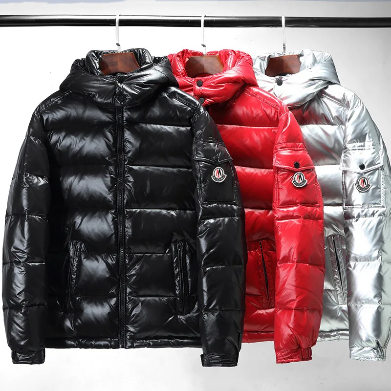 

Winter New Bright Face Down Jacket for Men and Women Lovers Young Short Hooded and Thickened Warm Coat