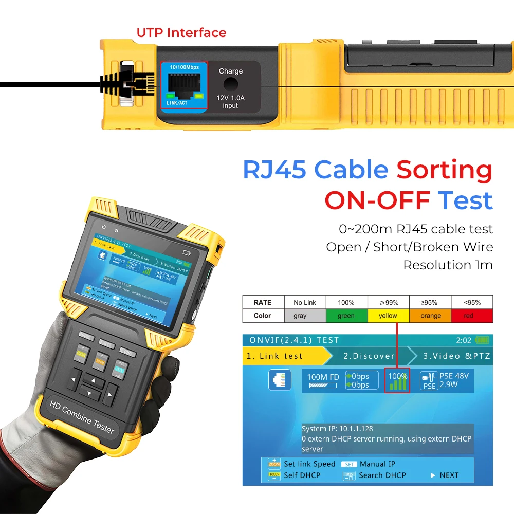 CCTV Тестер монитор 4k видеонаблюдения HD аналоговых IP-камер Портативный монитор POE ONVIF TDR для тестера cftv IPC на.