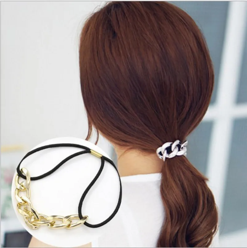 Повязка на голову с металлической цепочкой для женщин и девочек эластичная лента
