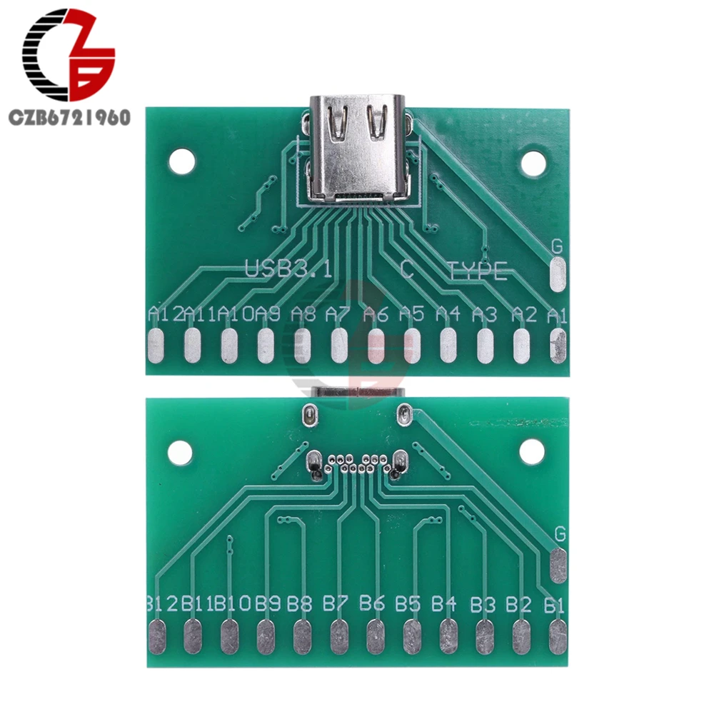 Type-C USB3.1 Female Connector Adapter Test Board USB 3.1 24P 24Pin Socket Base PCB for Arduino 2.0 DIY | Обустройство дома