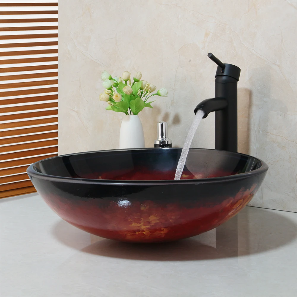 KEMAIDI новый дизайн умывальник из закаленного стекла Раковина кран с латунным