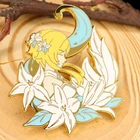 Эмалированная заколка Genshin Impactss Lumine Kawaii Traveler Girl брошь в виде медали Pretty мультяшные рисунки Cecilia Flower значок видеоигры Поклонники подарок