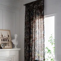 1 5m width bohemian leopard geometric print curtain living room study cotton linen semi blackout curtain