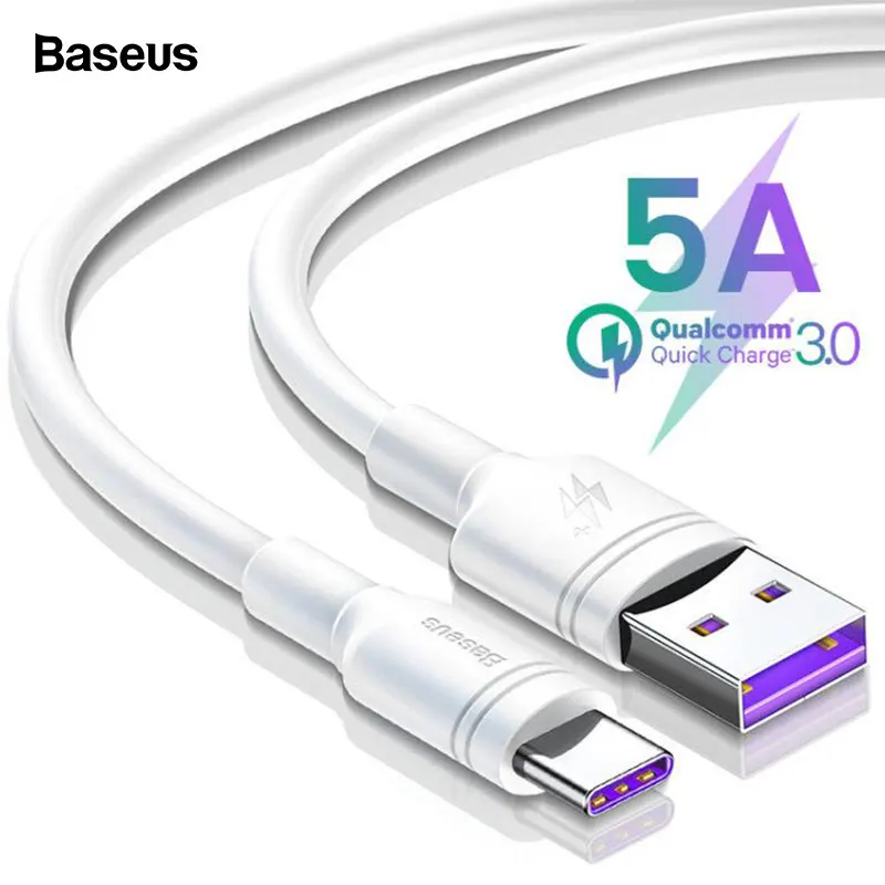 Baseus 5A USB C кабель для huawei mate 20 P20 Pro Быстрая зарядка данных usb type C кабель для Xiaomi Mi 9 Oneplus 6t 6 USB-C зарядное устройство