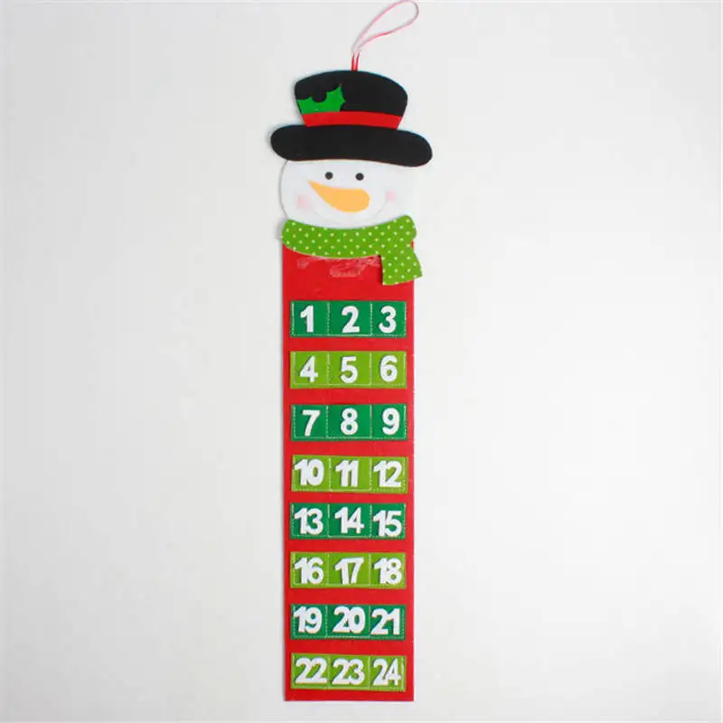 

Christmas Advent Calendar Santa Claus Snowman Xmas New Year Countdown Hanging Ornaments Home Office Door Decoration 65*20cm