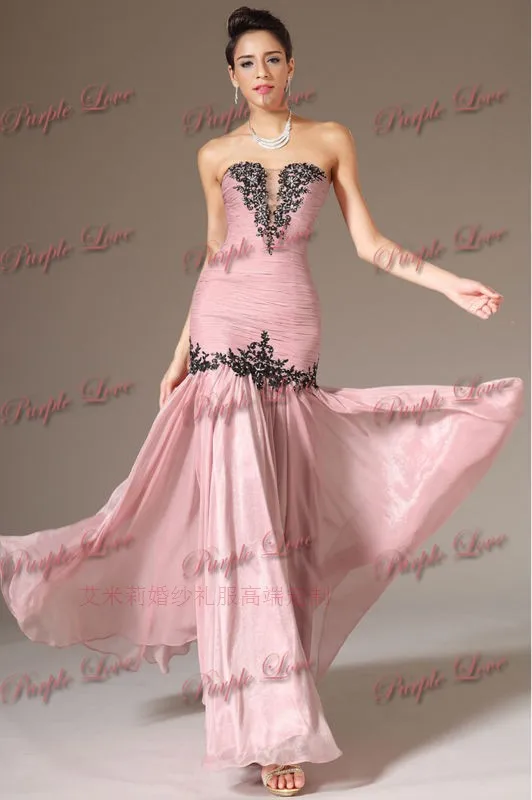 

free shipping robe de soiree 2014 new fashion vestido de festa longo black long appliques party gown evening elegant dresses