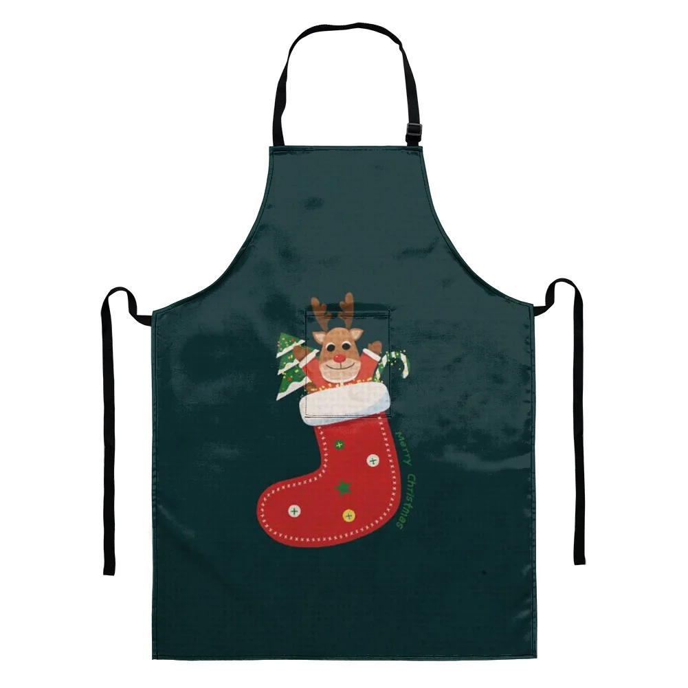 Мультяшный Рождественский дизайн короткий Кухонный Фартук с принтом для