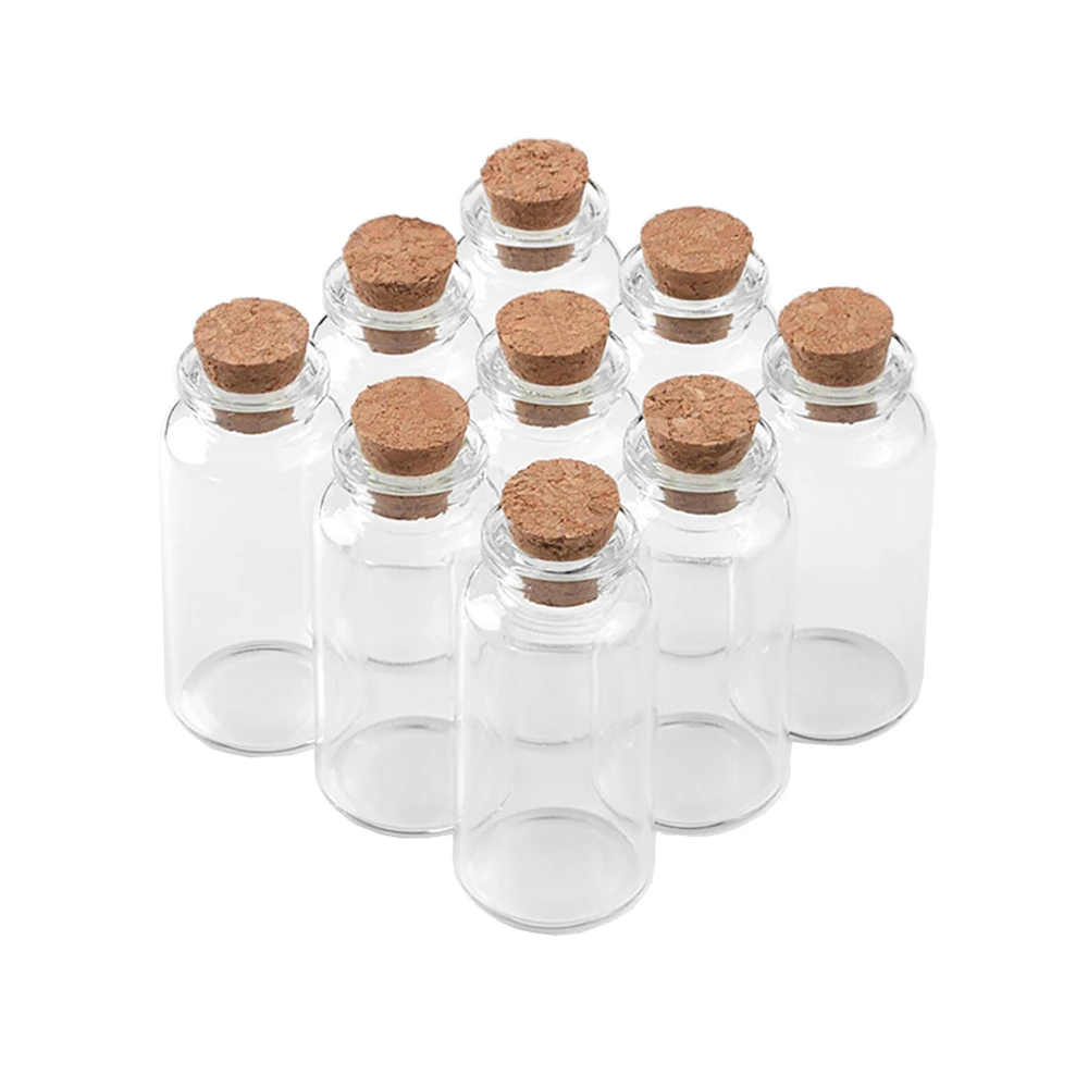 100Pcs 20ml Mini Empty Clear Glass Container with Cork Wishing Perfume Bottles Candy Food Pot Craft Decorative Refillable Vials | Красота и