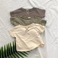 korean baby and childrens clothing simple cotton short sleeved t shirts treasures wild round neck half sleeve