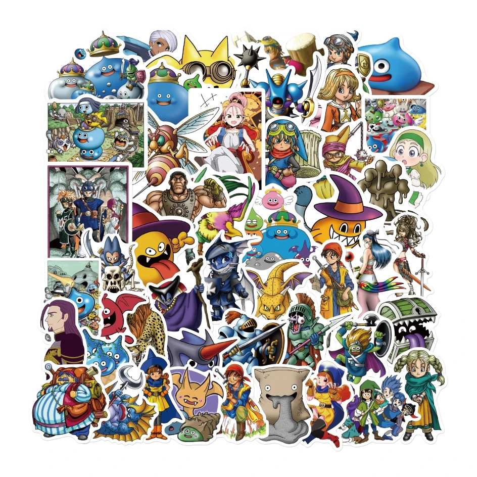 Juego cl&aacute;sico japon&eacute;s de Dragon Quest, pegatinas de &aacute;lbum de recortes para monopat&iacute;n, guitarra, motocicleta, maleta para port&aacute;til, 10/50 Uds.-0