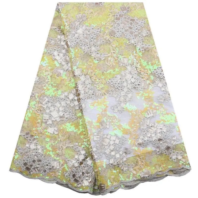 Серебристо-серые блестки кружевная ткань 2019 высококачественное кружево