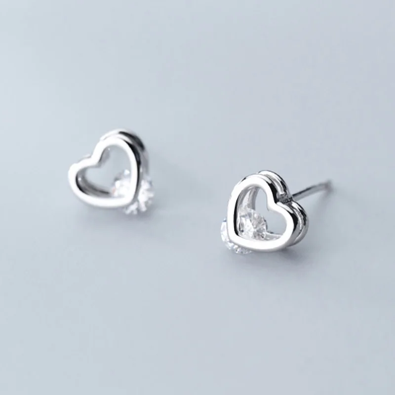 Trusta 925 пробы серебряные ювелирные изделия модные милые миниатюрные 8 мм X 7 мм полые серьги-гвоздики в форме сердца подарок для девочек, детей, леди DS514 - Окраска металла: G4392
