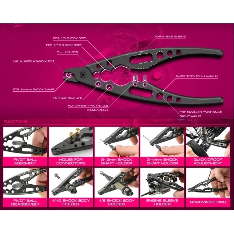 

Metal Clamp Multi-Function Shock Absorber Pliers Ball Head Pliers Clip for Traxxas Axial HSP Redcat RC4WD MST RC Car