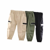 new spring autumn fashion children cotton clothes baby boys girls elastic pocket work trousers kids infant casual sports pants