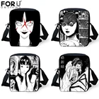 Повседневные сумки-мессенджеры FORUDESIGNS с японским ужасным принтом манги, женские брендовые дизайнерские холщовые сумки, маленькая Портативная сумка через плечо