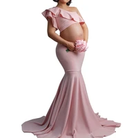 sexy one shoulder maternity dress backless bodycon pink sleeveless dresses for women summer photography dress for pregnant d30