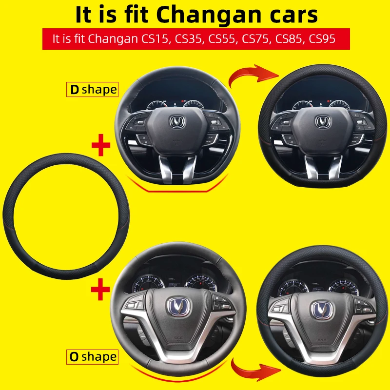 100% DERMAY Brand Leather Car Steering Wheel Cover Anti-Slip for Changan CS95 CS85 CS75 CS55 CS35 CS15 EADO Auto Accessories | Автомобили