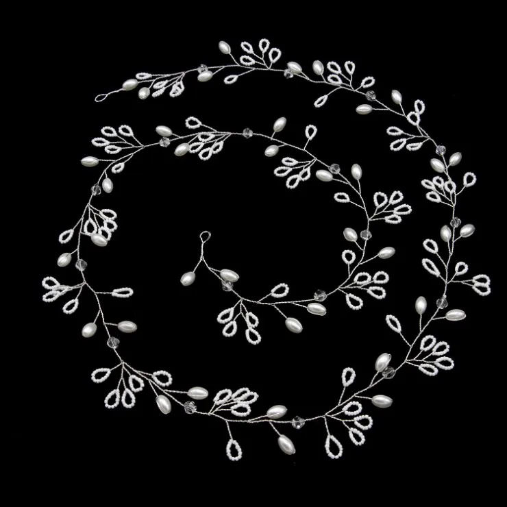 Длинные очаровательные цветочные повязки на голову с жемчужными бусинами