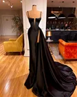 Длинное платье для выпускного вечера, 2021, черное платье для торжества, официальное платье для свадьбы, плиссе вышивка бусинами