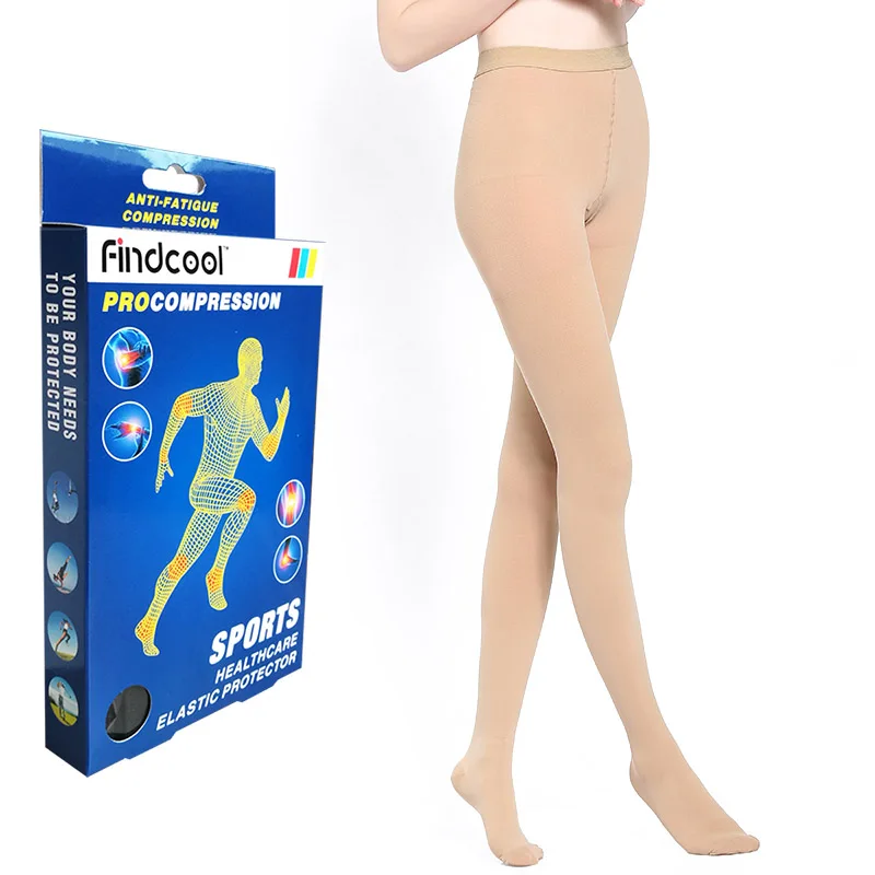 Beige Closed Toe 3L YISHENG 34-46mmHg медицинские компрессионные штаны женские колготки с закрытым носком чулки леггинсы для варикозного расширения вен - Цвет: Beige Closed Toe 3L