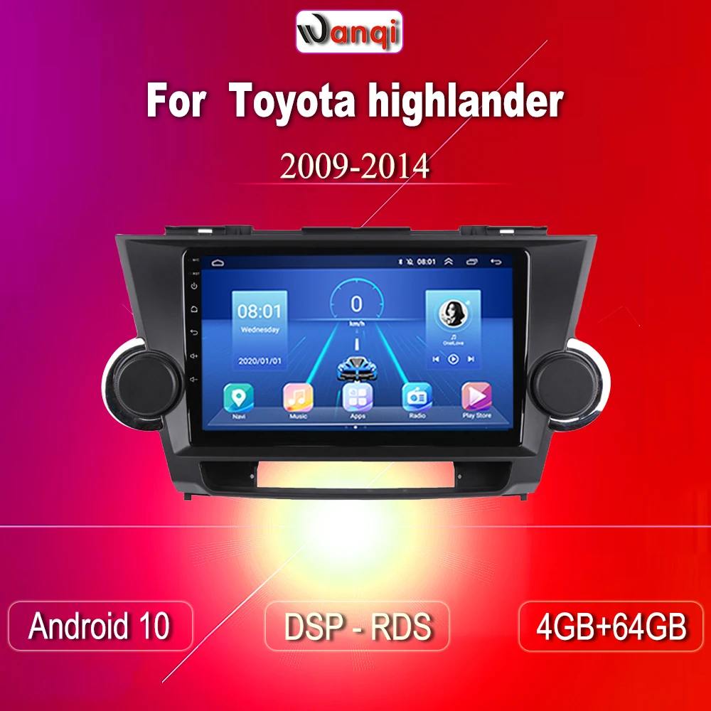 Wanqi для Toyota highlander 2009-2014 Автомобильный Радио Мультимедийный видео плеер навигация