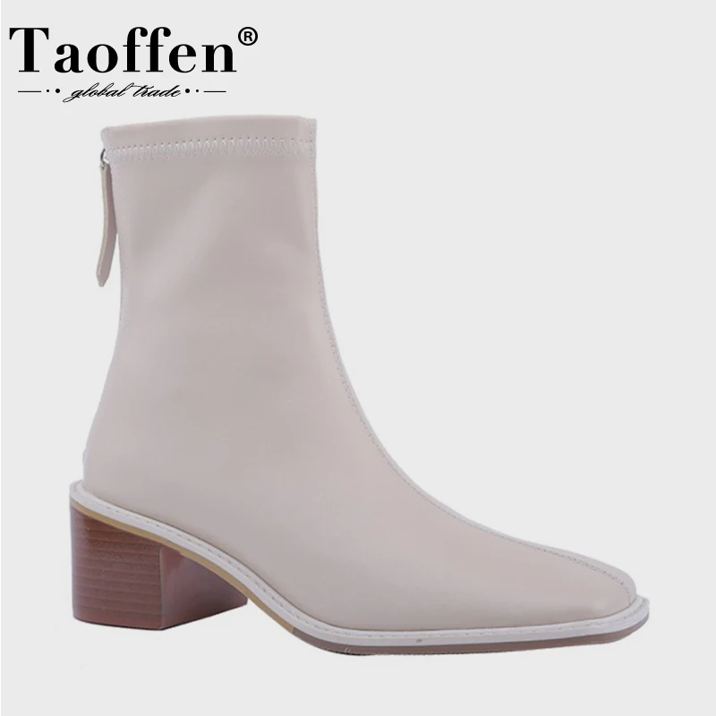 

Женские ботильоны на толстом каблуке Taoffen, повседневные офисные полусапожки размеров 34-42 для осени и зимы