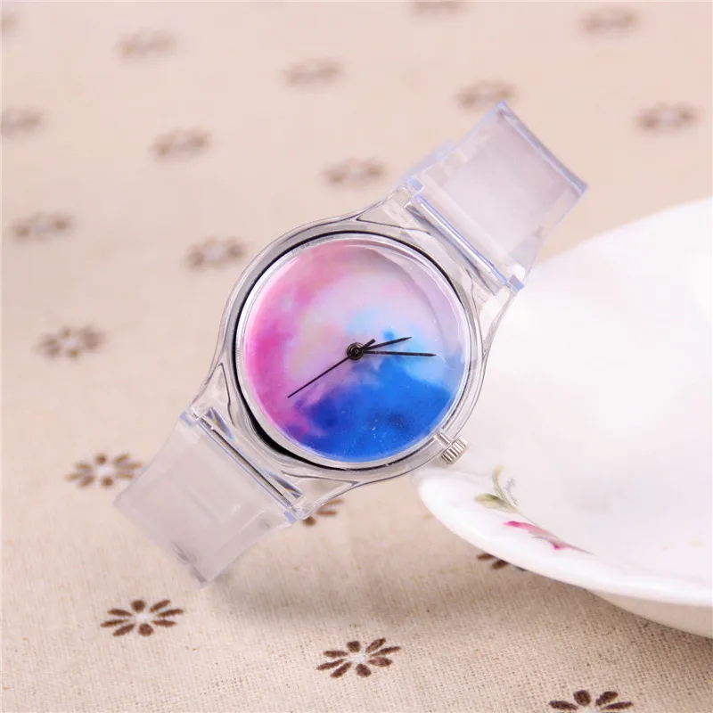 Модные часы прозрачные женские с силиконовым браслетом Спортивные кварцевые