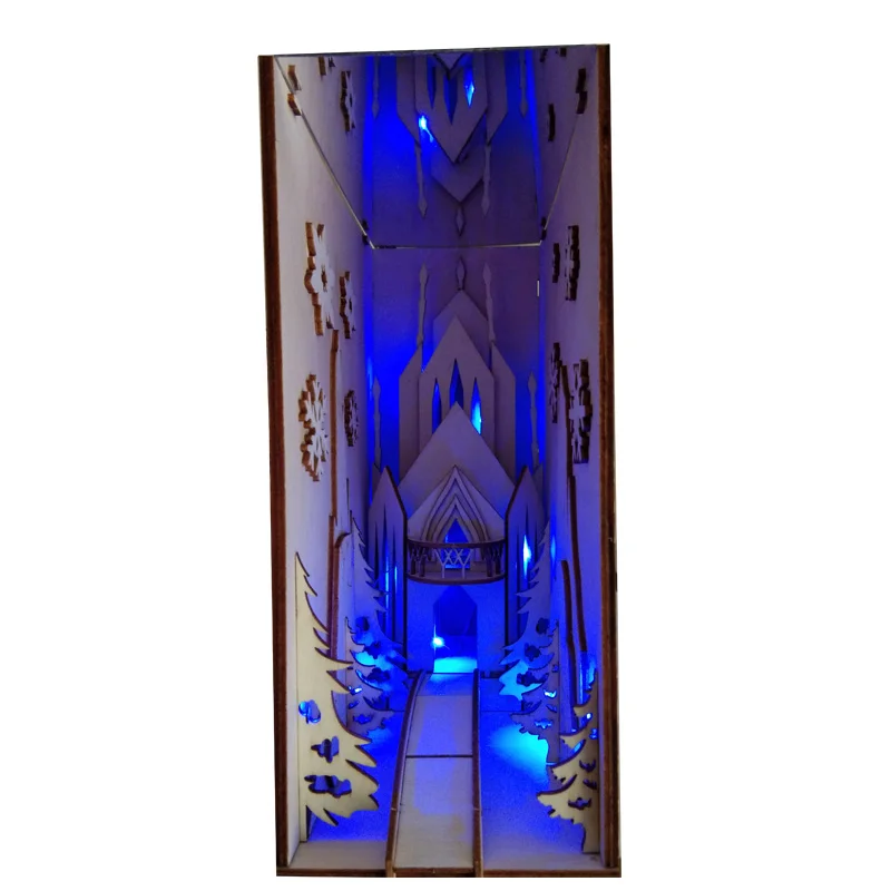 

Dropshipping DIY KIY Snow Castle Diagon Alley Wooden Book Nook Art Bookends Handmade Book Decoration Bookshelf Birthday Gift