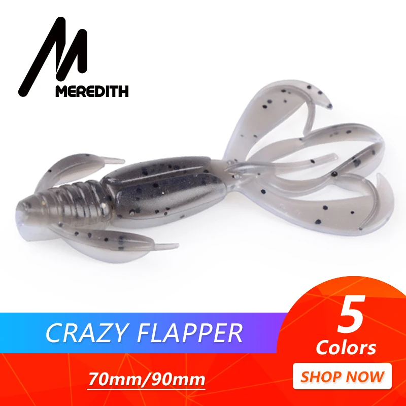 MEREDITH Crazy Flapper рыболовные приманки 70 мм 90 мм мягкие приманки рыболовные приманки мягкие силиконовые приманки креветка, австралийский окунь рыболовные снасти