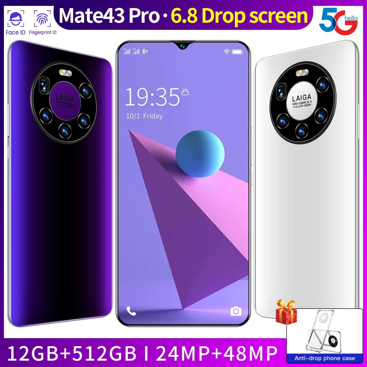 

Mate43 Pro Real 4G Mobile Phone Large Screen 6.8 New Smartphone 2 + 32G
