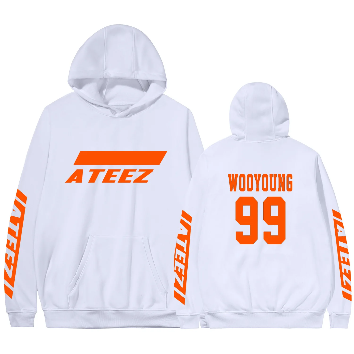 Ateez Kpop альбом толстовка с карманом Crewneck флисовая теплая Kawaii Haajuku Зимние толстовки с длинными рукавами