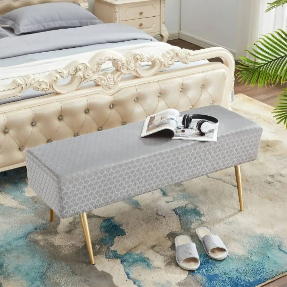 [США в наличии] 45 7 дюймовая бархатная прямоугольная скамейка для ног подставка