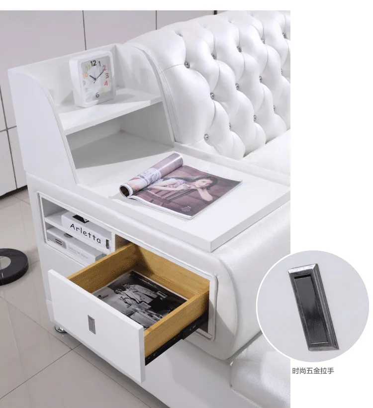 Многофункциональный каркас кровати из натуральной кожи Современная