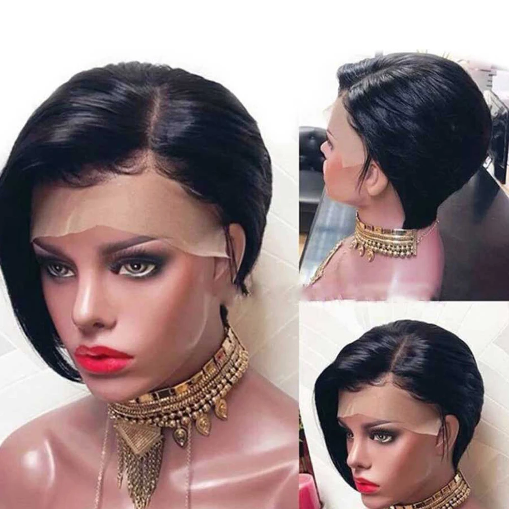 Brazilian Short Bob Pixie Cut Wig Lace Front Human Hair Wigs For Black Women Pre Plucked Hairline Remy Free Shipping