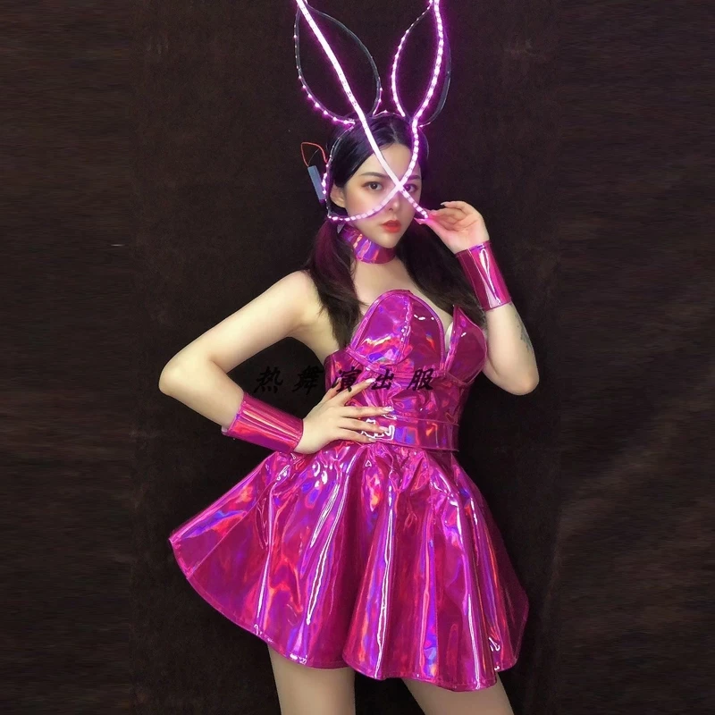 Кожаное платье для ночного клуба бара джазовых танцев костюмы певицы вечеринки