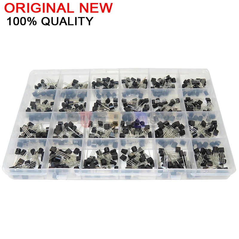 

24Values TO-92 Transistor Assortment Assorted Kit Each BC327 BC337 BC517 BC547 BC548 BC549 2N2222 3906 3904 5401 5551 C945 1015