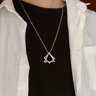 Модное геометрическое треугольное квадратное ожерелье с подвеской для мужчин и женщин, Шейная цепочка в стиле панк, воротник в стиле хип-хоп, черный, серебристый цвет, ювелирные изделия для пар